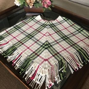 Burberry London Cashmere Wool Plaid Poncho Cape